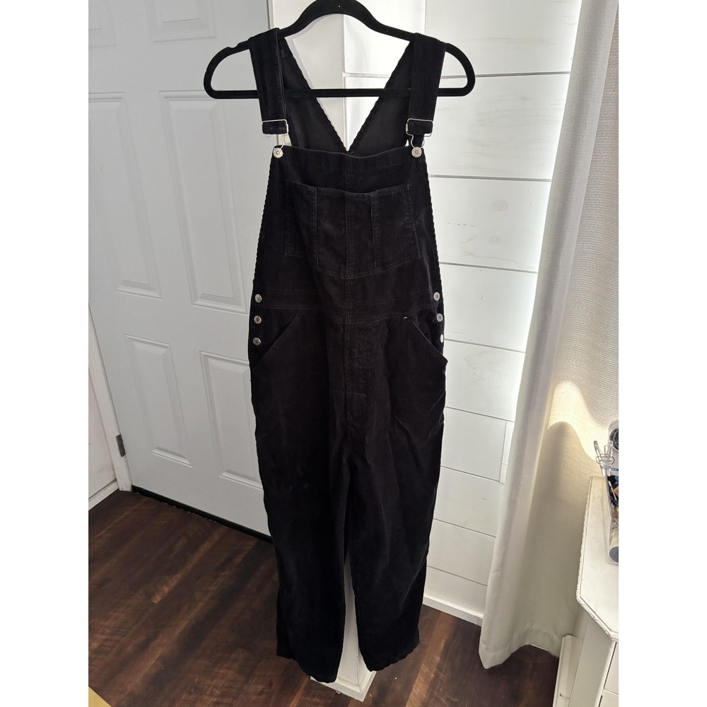 Corniche Overalls Womens Medium Black Corduroy Adjustable Strap Pockets Vintage